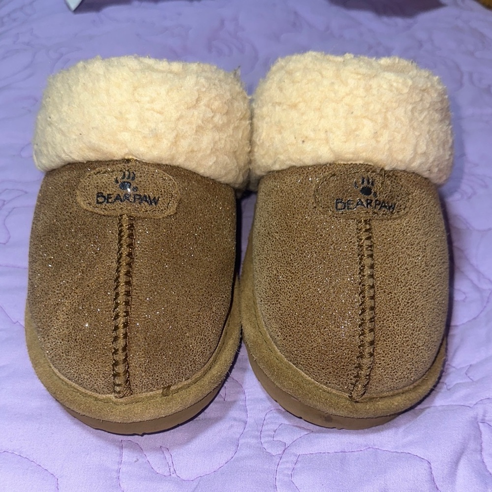 BearPaw Brown and Cream Cozy Slippers